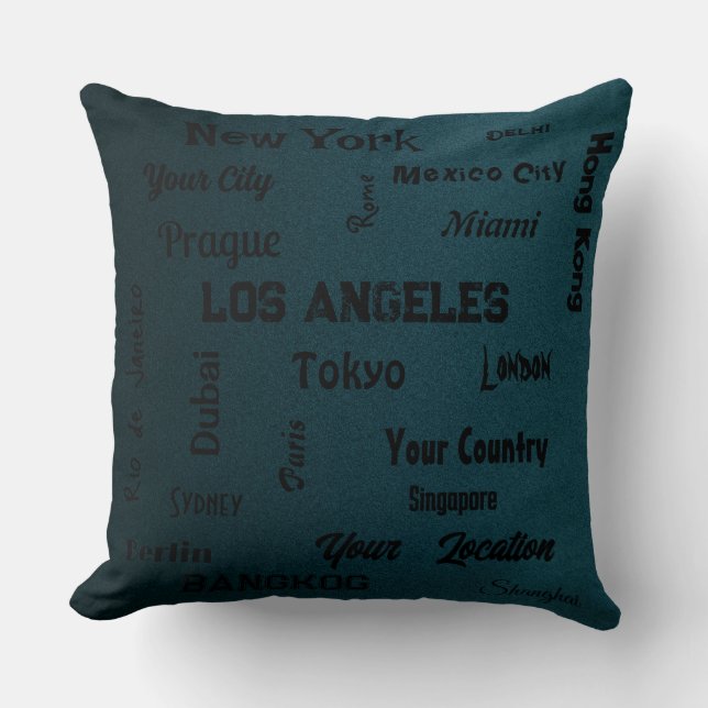 Chique donkerblauwe megasteden van de wereld kussen (Voorkant)