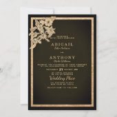 Chique donkerbruin goud glitter bloemenbruiloft kaart (Voorkant)