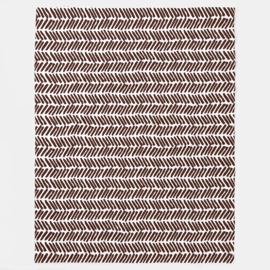 Chique donkerbruin wit Abstract Chevron Art Stripe Fleece Deken (Voorkant)