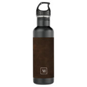 Chique donkerbruine faux lederen waterfles (Voorkant)