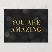 Chique donkere bokeh lampjes faux goud je bent gew briefkaart (Voorkant)