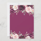 Chique donkere framboos blush roze bloemenbruiloft kaart (Achterkant)