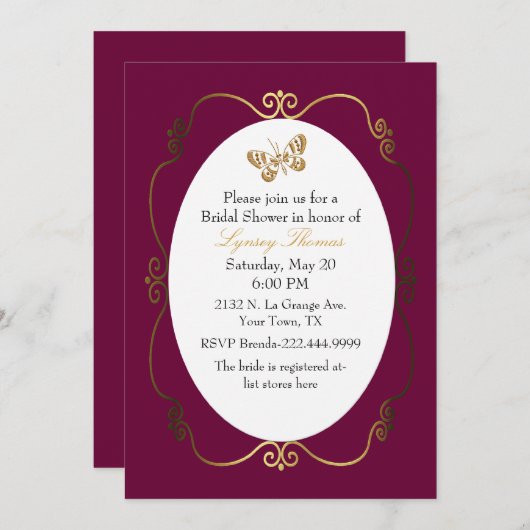 Chique donkere framboos & goud aangepaste Vrijgeze Kaart (Voorkant / Achterkant)