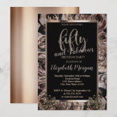 Chique donkere Rozen Lijst 50ste verjaardagsfeestj Kaart (Voorkant / Achterkant)