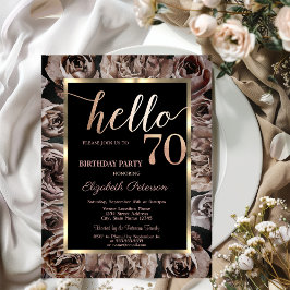 Chique donkere Rozen zwart 70e verjaardag Kaart