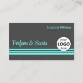 Chique donkergrijs Blauwgroen strepen met Logo Pro Visitekaartje (Voorkant)