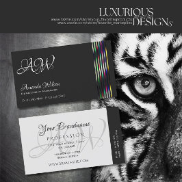 Chique donkergrijs en lichtgrijs kleurrijke strepe visitekaartje