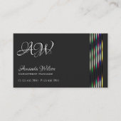 Chique donkergrijs en lichtgrijs kleurrijke strepe visitekaartje (Voorkant)