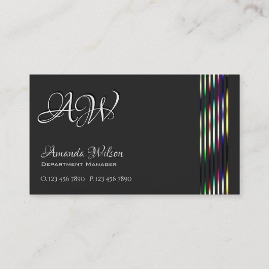 Chique donkergrijs en lichtgrijs kleurrijke strepe visitekaartje (Voorkant)