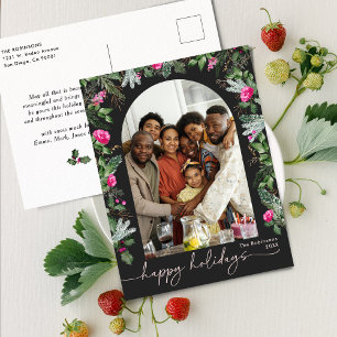 Chique donkergrijs roze groen boog foto vakantie briefkaart