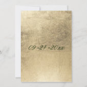 Chique donkergroen marineblauw goud bloemenbruilof kaart (Achterkant)