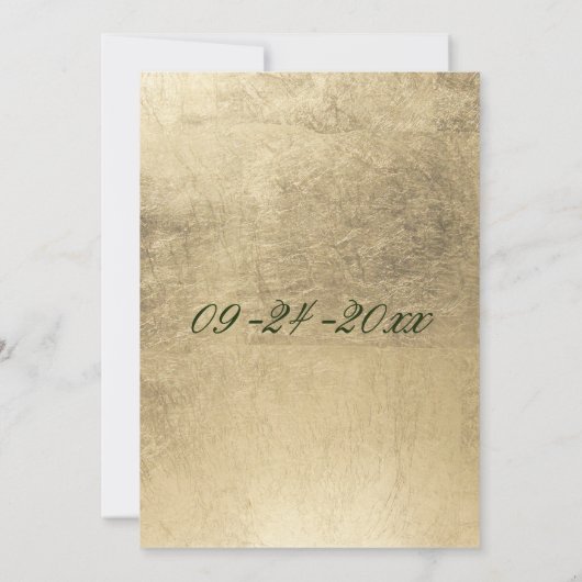 Chique donkergroen marineblauw goud bloemenbruilof kaart (Achterkant)