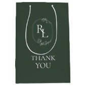 Chique donkergroen | Monogram bruiloft dank u Medium Cadeauzakje (Voorkant)