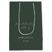 Chique donkergroen | Monogram bruiloft dank u Medium Cadeauzakje (Achterkant)