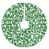 Chique donkergroen wit damast bloemenkunstpatroon kerstboom rok (Voorkant)