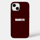 Chique donkerrode en witte script Persoonlijke naa Case-Mate iPhone Case (Achterkant)