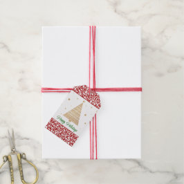 Chique donkerrood wit damast bloemenkunst patroon cadeaulabel