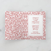 Chique donkerrood wit damast bloemenkunst patroon kaart (Binnen)