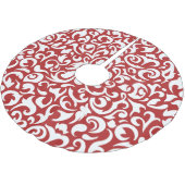 Chique donkerrood wit damast bloemenkunst patroon kerstboom rok (Gekanteld)