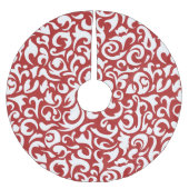 Chique donkerrood wit damast bloemenkunst patroon kerstboom rok (Voorkant)