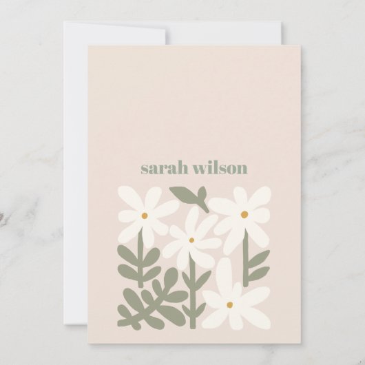 Chique Donkerroze Retro Minimaal Bloemendesign Bab Kaart (Achterkant)