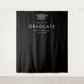 Chique donkerzwart Pet Afstuderen foto achtergrond Wandkleed (Voorkant)