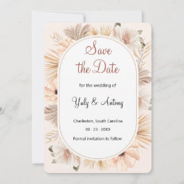 Chique Droge Boho Ovale Boog Pampas Elegant Save The Date