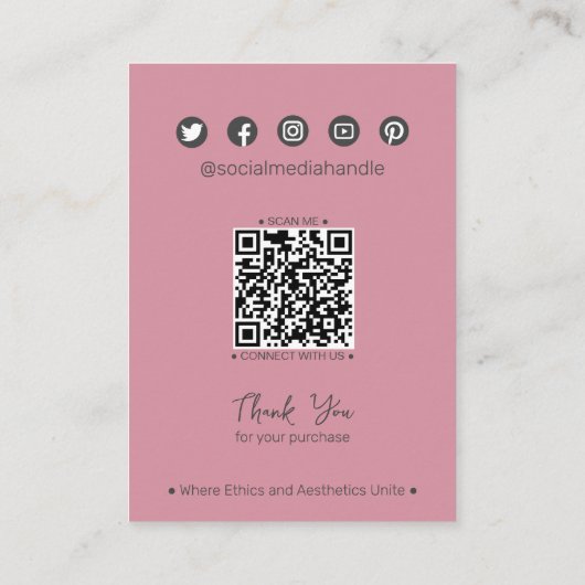 Chique Dusky Roze Blad Sieraden Haarclip Display K Contactkaartje (Achterkant)