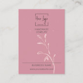 Chique Dusky Roze Leaf QR Sieraden Display Kaart Contactkaartje (Voorkant)