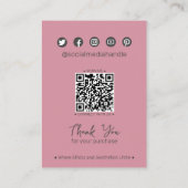 Chique Dusky Roze Leaf QR Sieraden Display Kaart Contactkaartje (Achterkant)