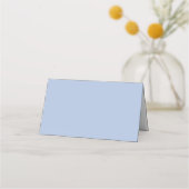 Chique Dusty Blauw & Wit Script Trouwtafel Plaatskaartje (Achterkant)