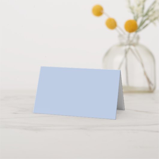Chique Dusty Blauw & Wit Script Trouwtafel Plaatskaartje (Achterkant)