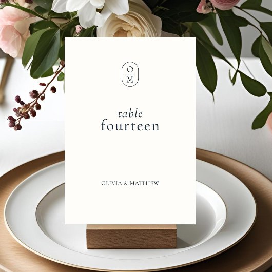 Chique Ebony en Ivory Monogram Tafelkaart Kaart