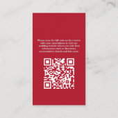 Chique Editoriaal Dieprode Compacte QR-code Trouwk Informatiekaartje (Achterkant)