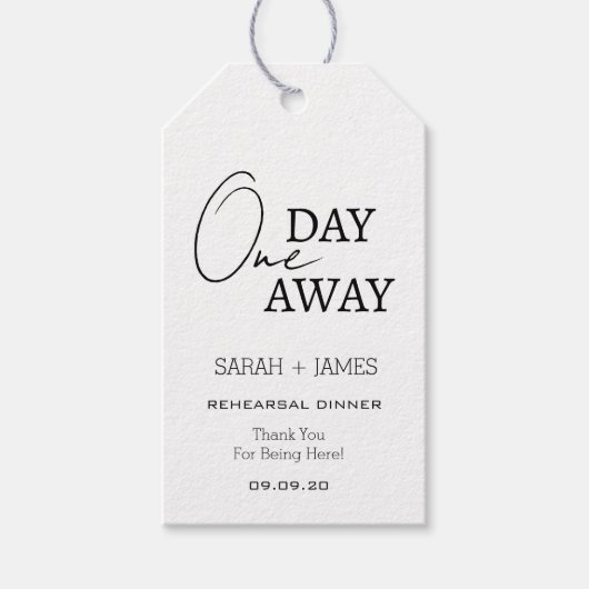 Chique een dag weg repetitie diner feest dank u cadeaulabel (Voorkant)