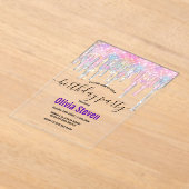 Chique eenhoorn druppels glitter monogram verjaard acryl uitnodigingen (Laagn)