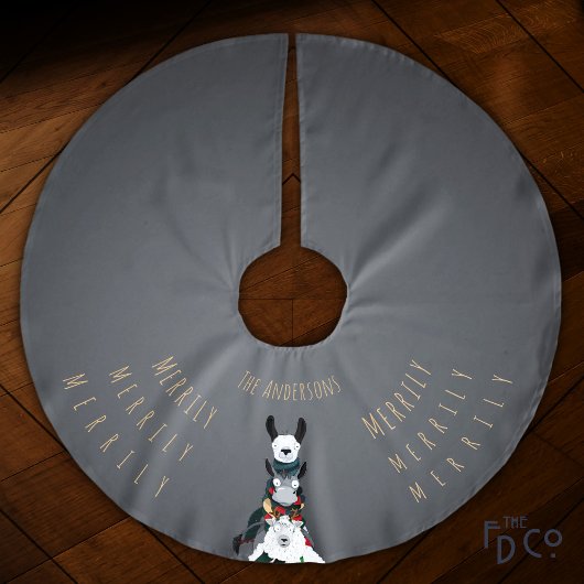 Chique eenvoudig grijs | Grappige Winter Llama Sch Kerstboom Rok