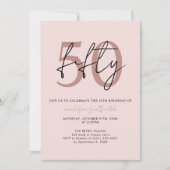 Chique Eenvoudig Minimalistisch Roos Roze 50ste Ve Kaart (Voorkant)