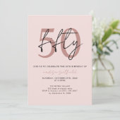 Chique Eenvoudig Minimalistisch Roos Roze 50ste Ve Kaart (Staand voorkant)