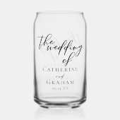 Chique eenvoudig zwart script bruiloft aandenken blikvorm glas (Achterkant)