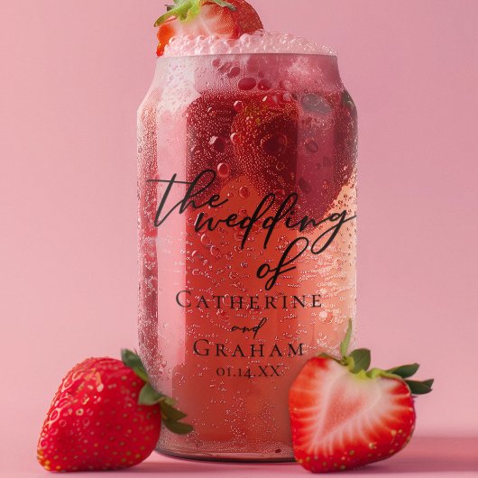 Chique eenvoudig zwart script bruiloft aandenken blikvorm glas