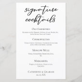 Chique eenvoudige bruiloft handtekening cocktails  (Voorkant)