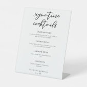 Chique eenvoudige bruiloft handtekening cocktails  reclamebord met voetstuk (Voorkant)