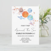 chique eenvoudige eerste reis rond de zon 1e verja kaart (Staand voorkant)