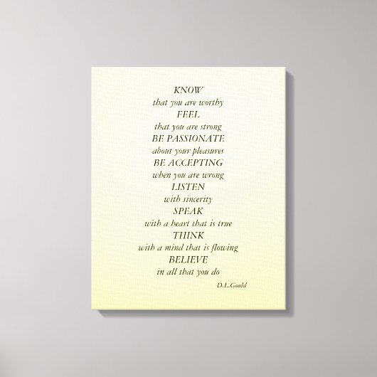 Chique, eenvoudige en stijlvolle Inspirerend woord Canvas Afdruk (Voorkant)