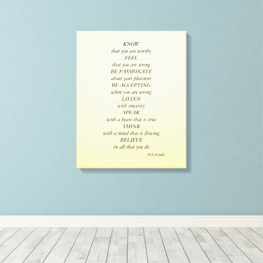 Chique, eenvoudige en stijlvolle Inspirerend woord Canvas Afdruk (Insitu (Houten vloer))