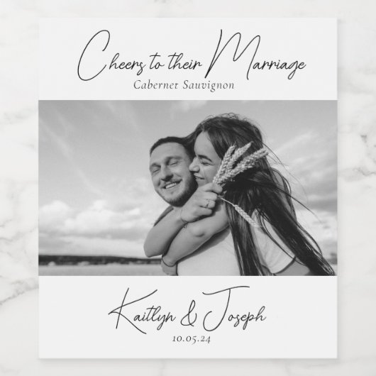 Chique eenvoudige foto moderne typografie wijn etiket (Enkel label)