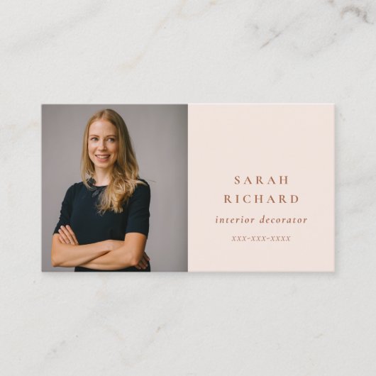 Chique eenvoudige minimale blush Roos professionel Visitekaartje (Voorkant)