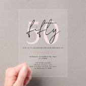 Chique eenvoudige minimalistische blush roze 50ste acryl uitnodigingen (Insitu (Draagbaar))