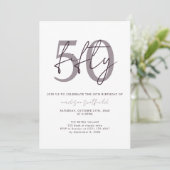 Chique eenvoudige minimalistische Paarse pruim 50e Kaart (Staand voorkant)